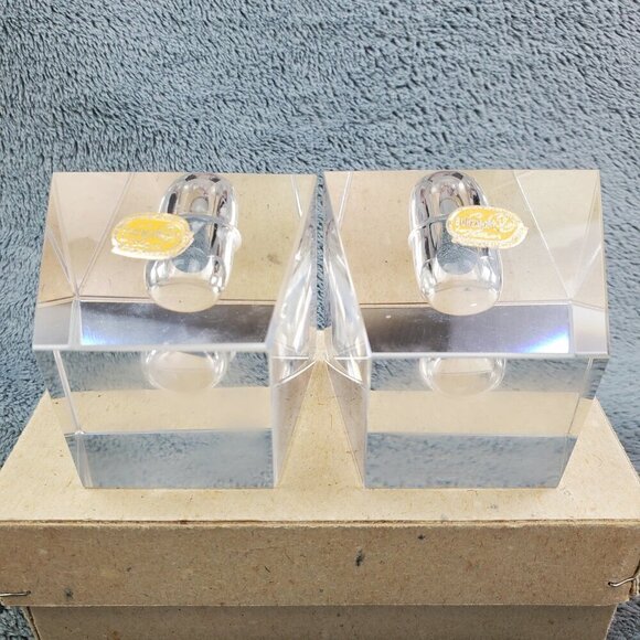 Bohemia Glass MCM VTG Czechoslovakia Crystal Candle Stick Holders Pair Orig. Box - Picture 8 of 17